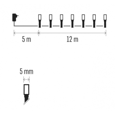 Lampki choinkowe 120 LED 12m zimna biel, zielony przewód, 8 programów, IP44 (D4AC08)